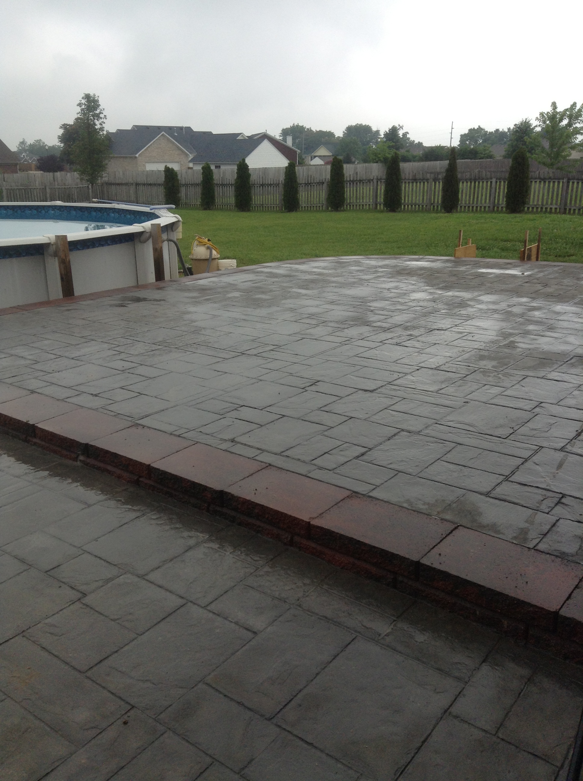 wall with stamped patio