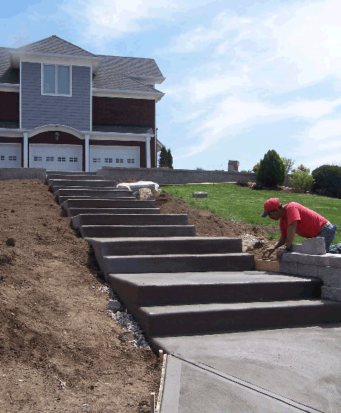 broom finished steps and driveway