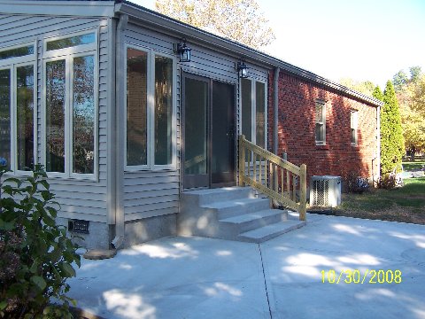 patio and steps to room addition 
